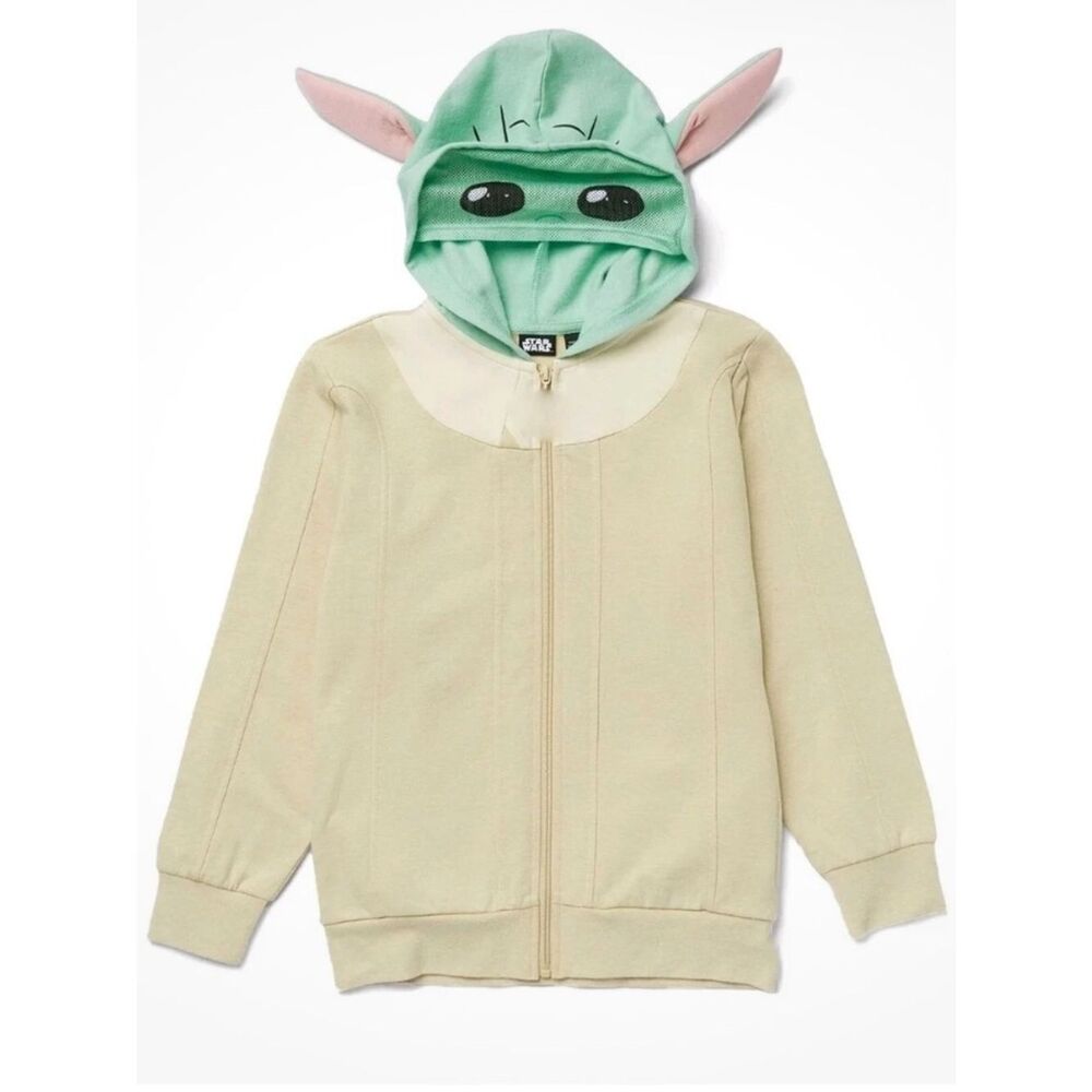 Star Wars Grogu Mandalorian Cosplay Hoodie Sweatshirt in Cream and Mint size S/M